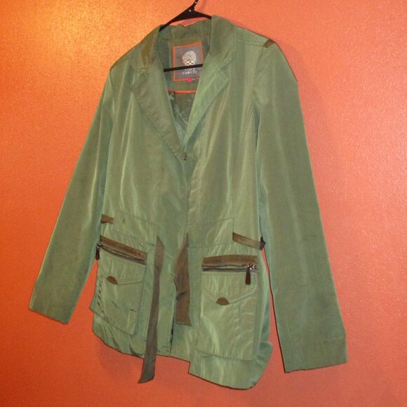 Vince Camuto Woman Large Military Green Full Zip Outdoors Long Sleeve Jacket - Picture 3 of 8